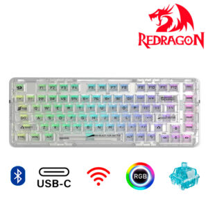 TECLADO REDRAGON ELF PRO K649CT RGB-PRO WIRELESS TRANSPARENTE