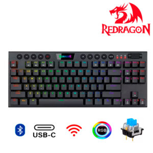 TECLADO REDRAGON HORUS TKL BLACK K621-RGB-SP SWITCH BLUE WIRELESS LED-RGB