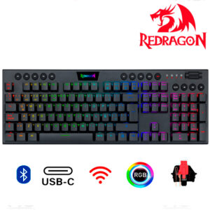 TECLADO REDRAGON HORUS FS BLACK K618-RGB-SP WIRELESS SWITCH RED RGB