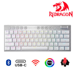 TECLADO REDRAGON HORUS MINI PRO WHITE K632W-RGB-PRO RED SWITCH RED WIRELESS