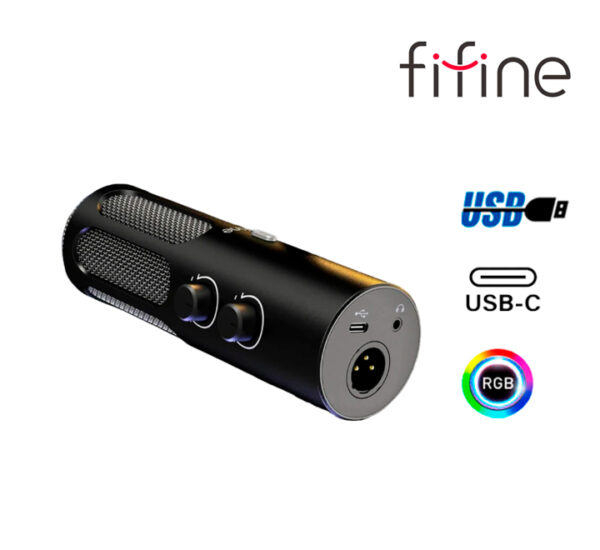MICROFONO FIFINE TANK3 BLACK DINÁMICO CONEXIÓN USB/XLR FILTRO ANTIPOP USB TIPO C - Imagen 2